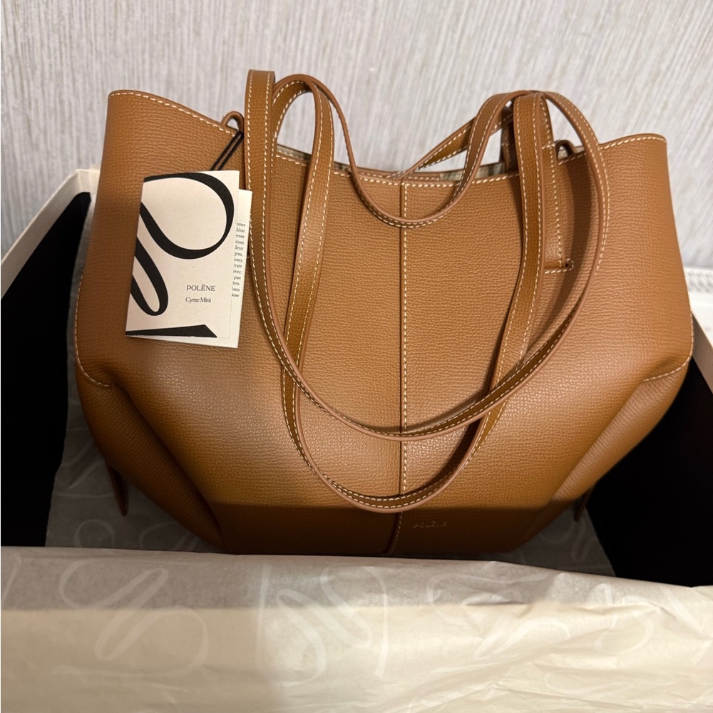 Polene Cyme mini Tote Bag (camel)